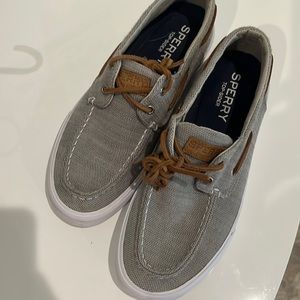 Men’s Sperry Top-Siders, grey/white US Sz 8, worn only a couple times, like new
